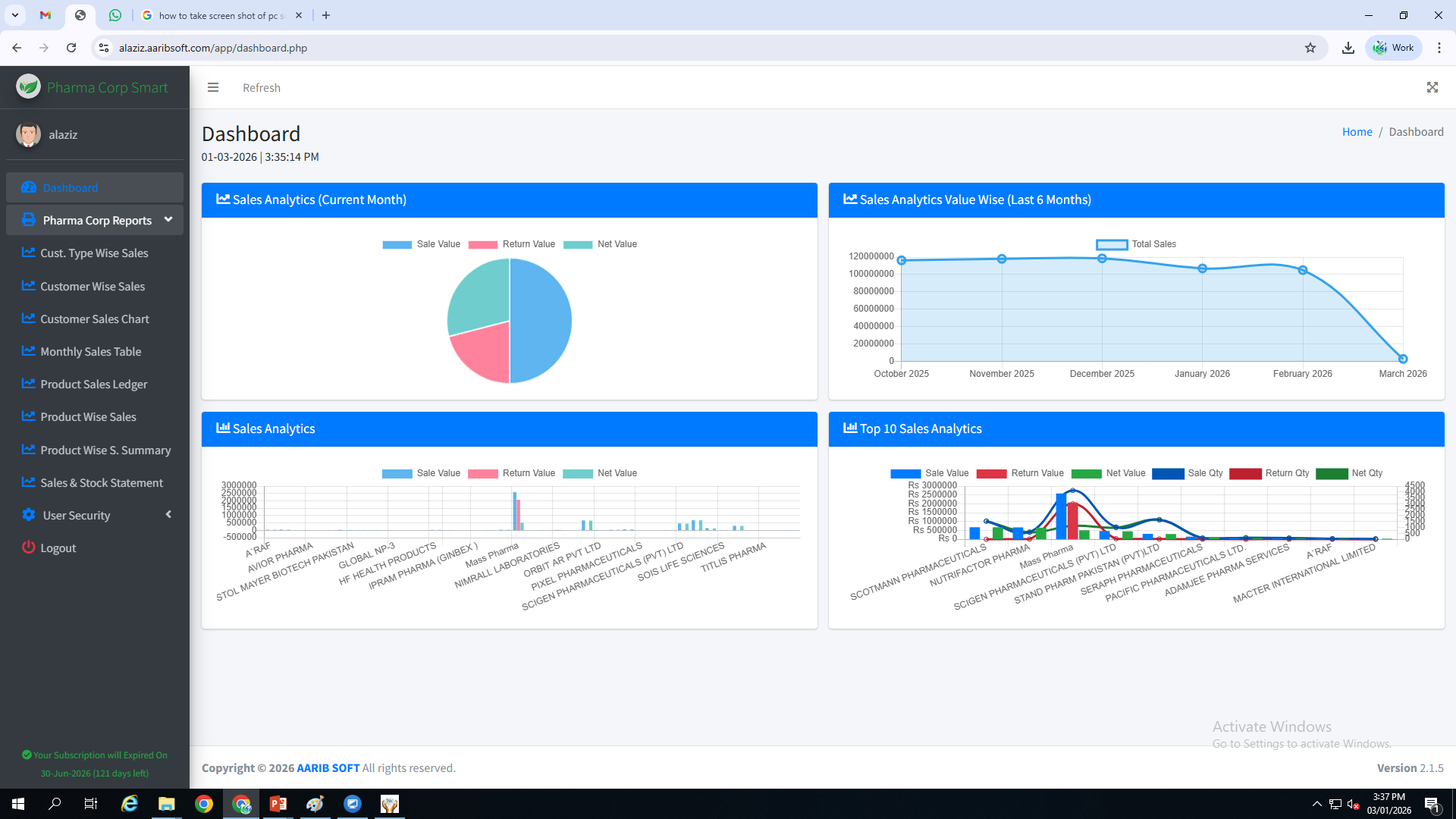 Power BI web reporting dashboard